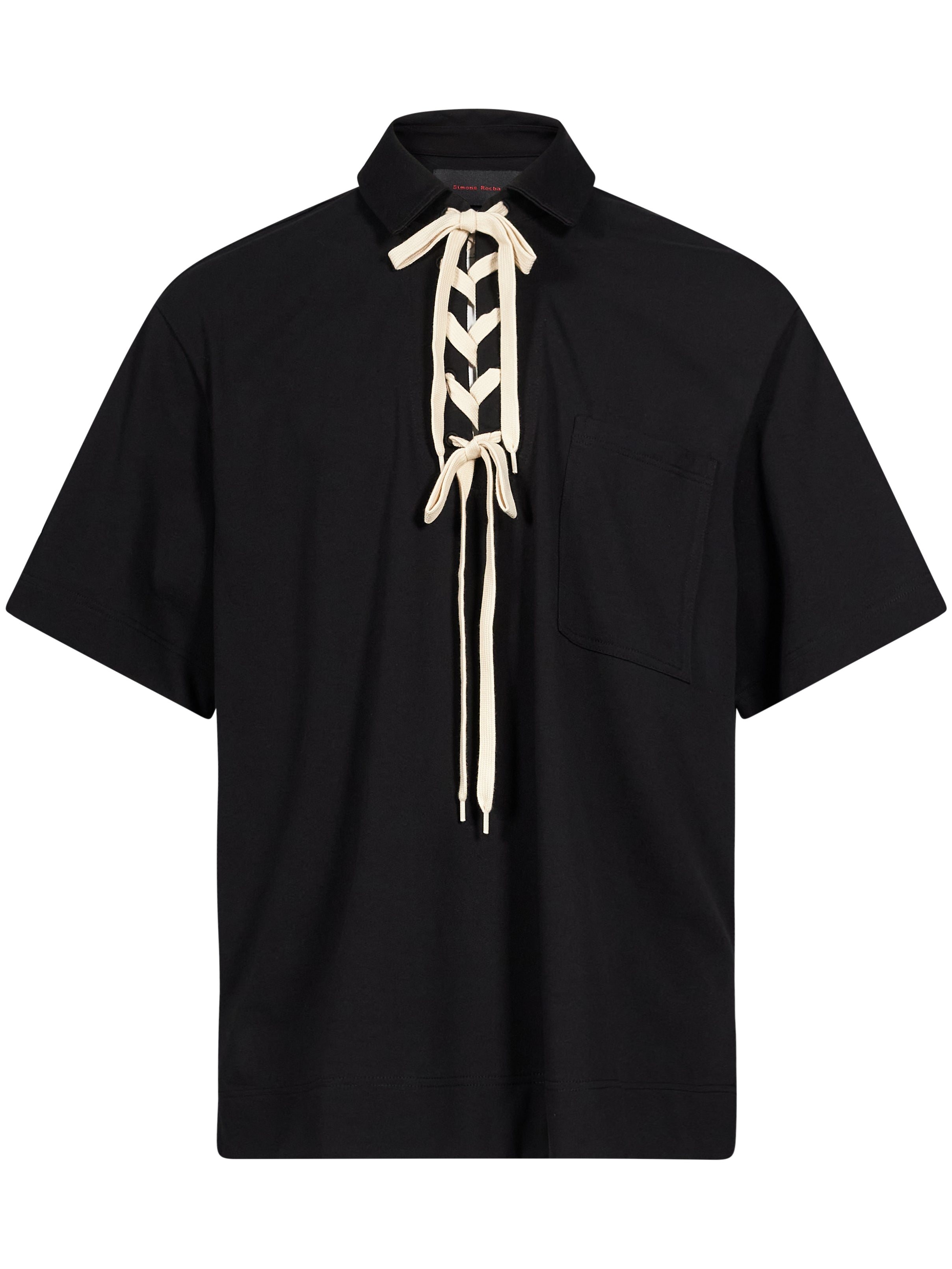 Polo rugby con lacci in nero 
