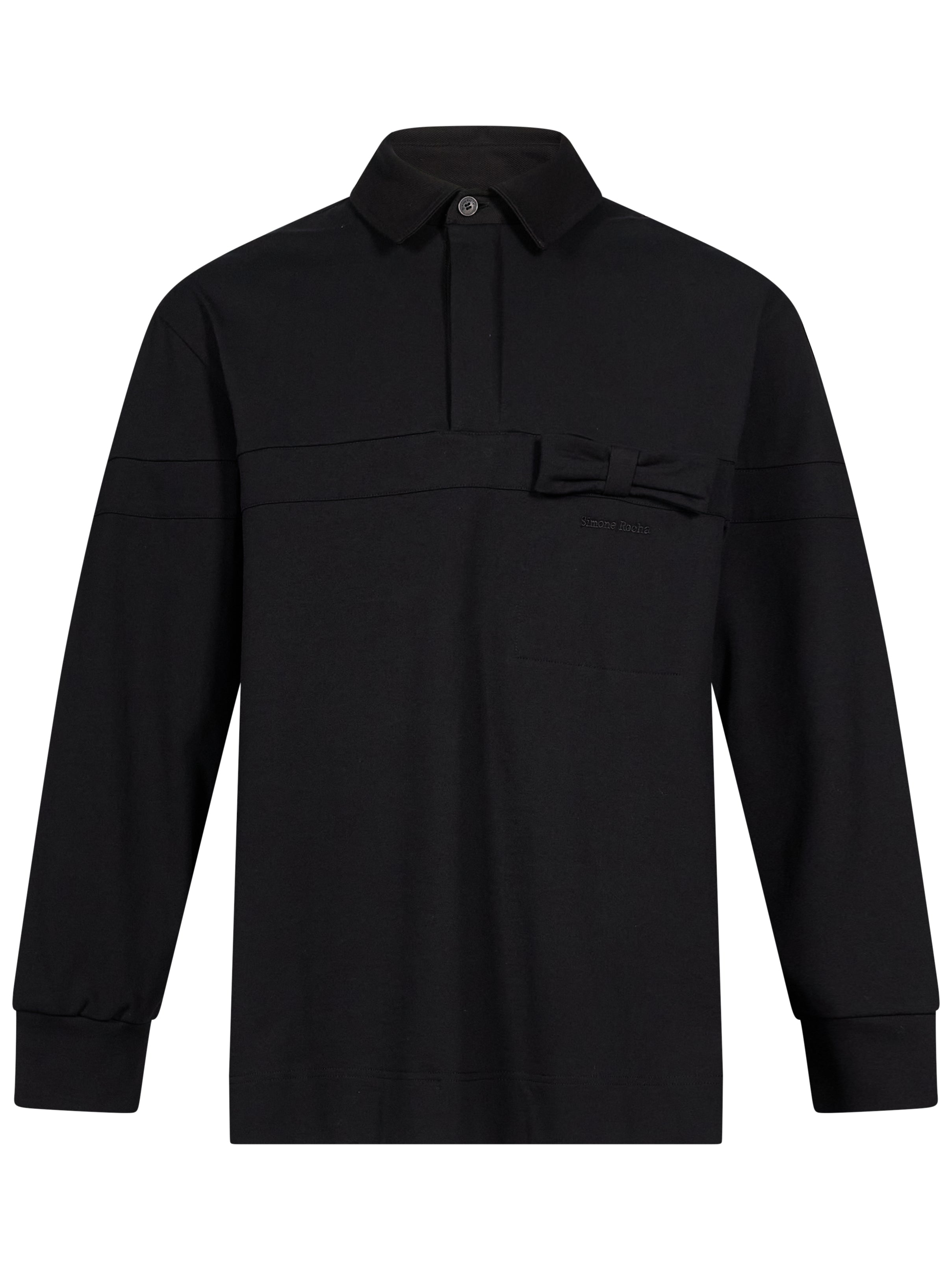 Polo camicia con fiocco in nero 