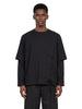 T-shirt a strati con lacci in nero