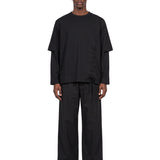 T-shirt a strati con lacci in nero 