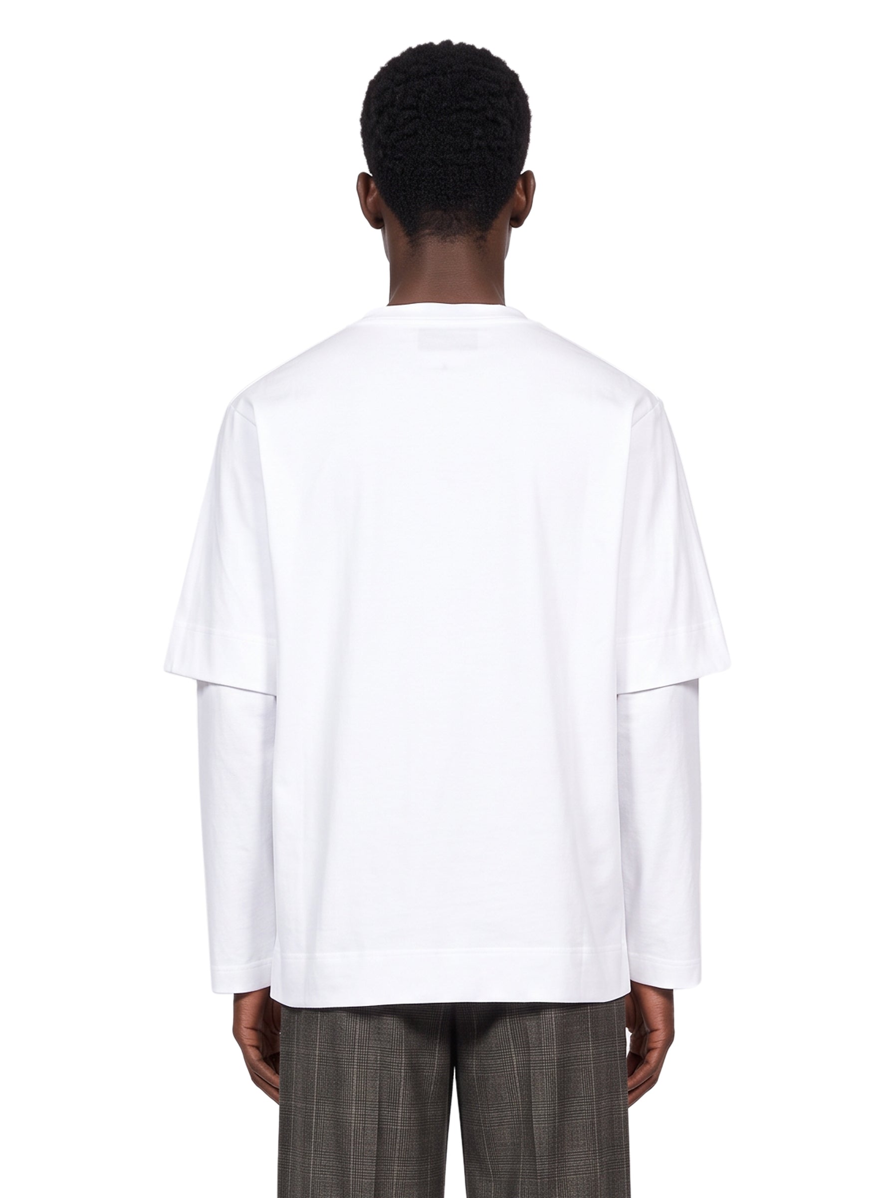 T-shirt a strati con lacci in bianco 