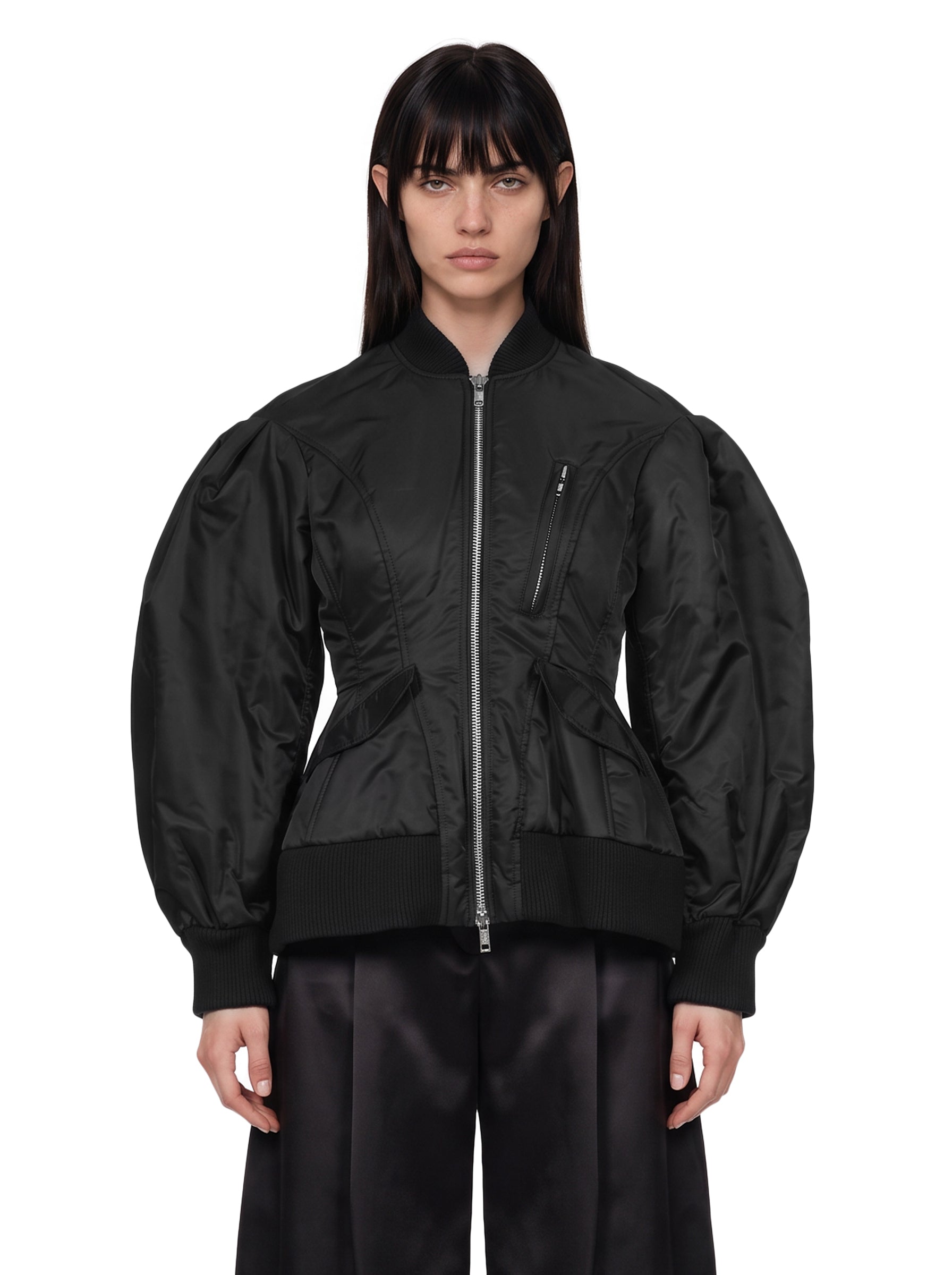 Giacca bomber scolpita in nero 
