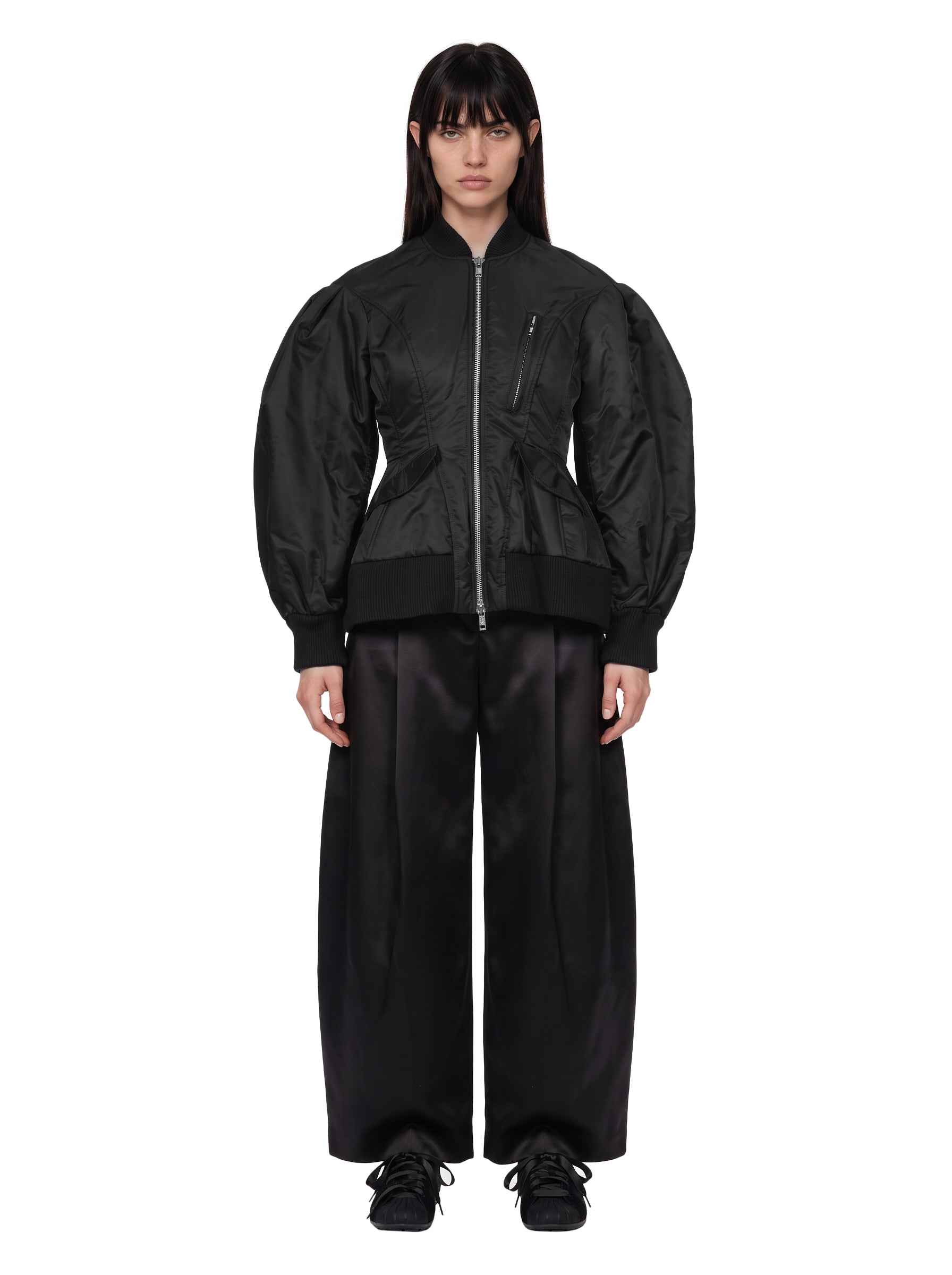 Giacca bomber scolpita in nero 