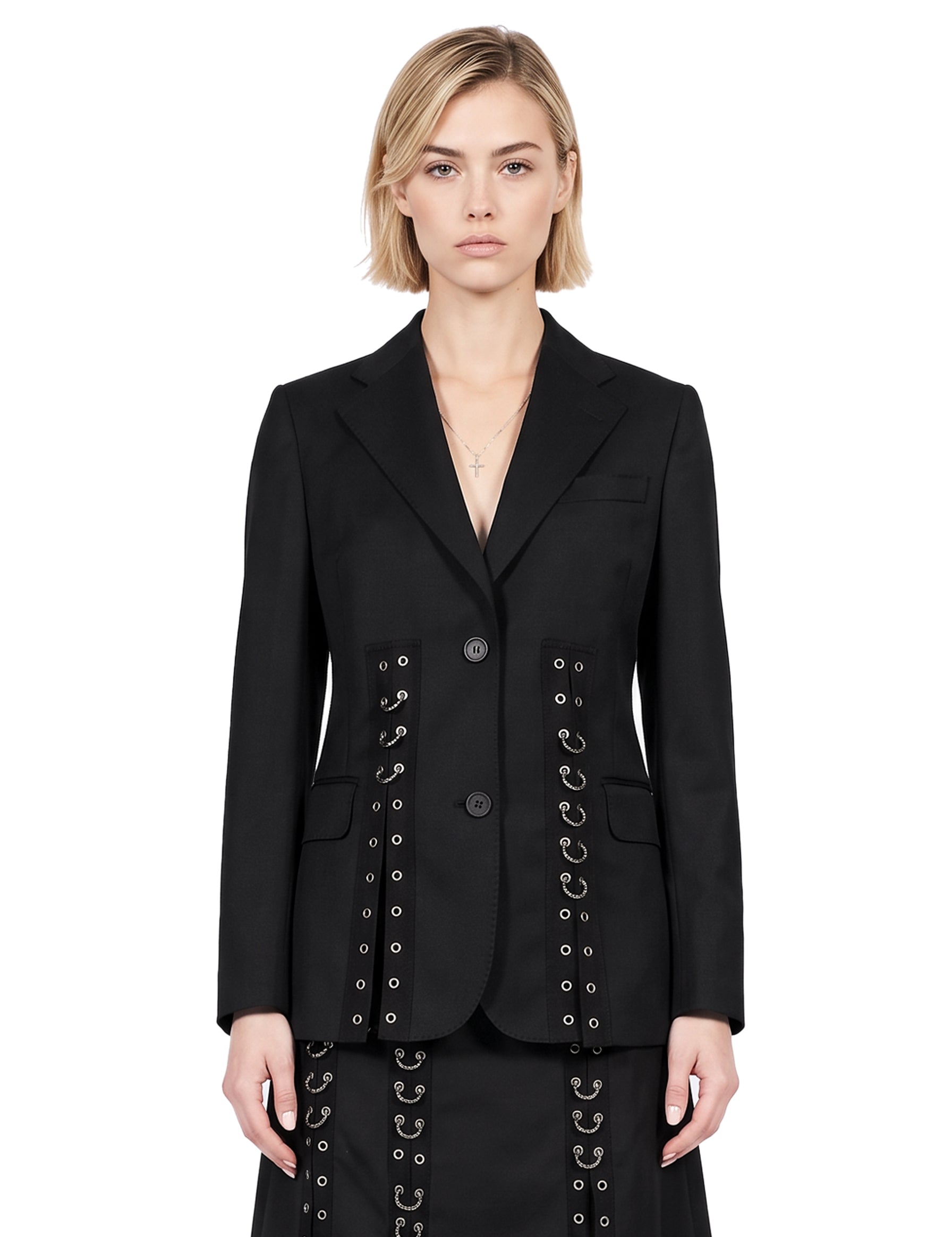 Giacca Grommet con anelli in nero 