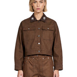 Giacca cropped in marrone 