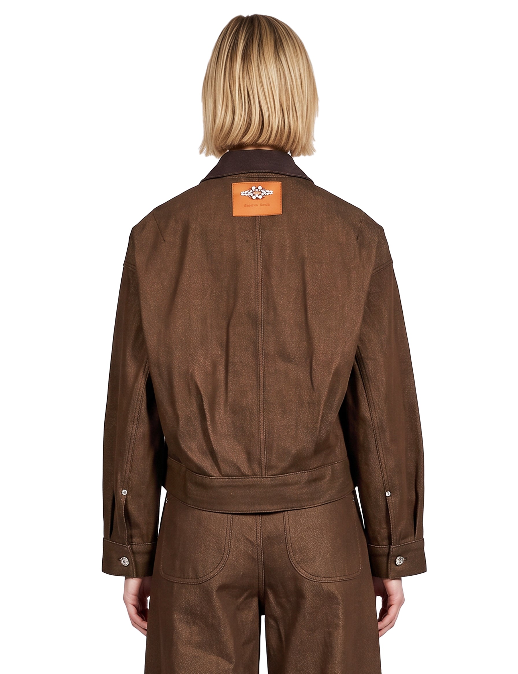Giacca cropped in marrone 