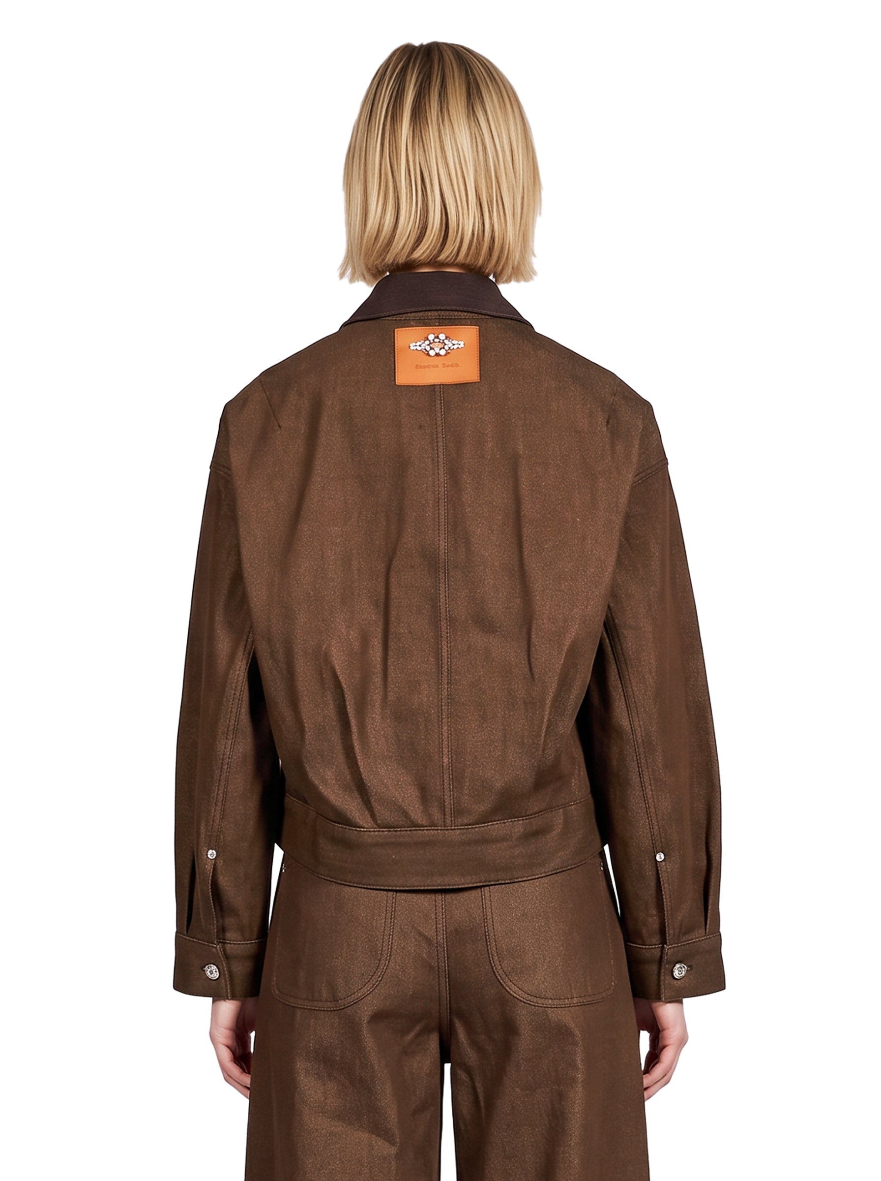 Giacca cropped in marrone 