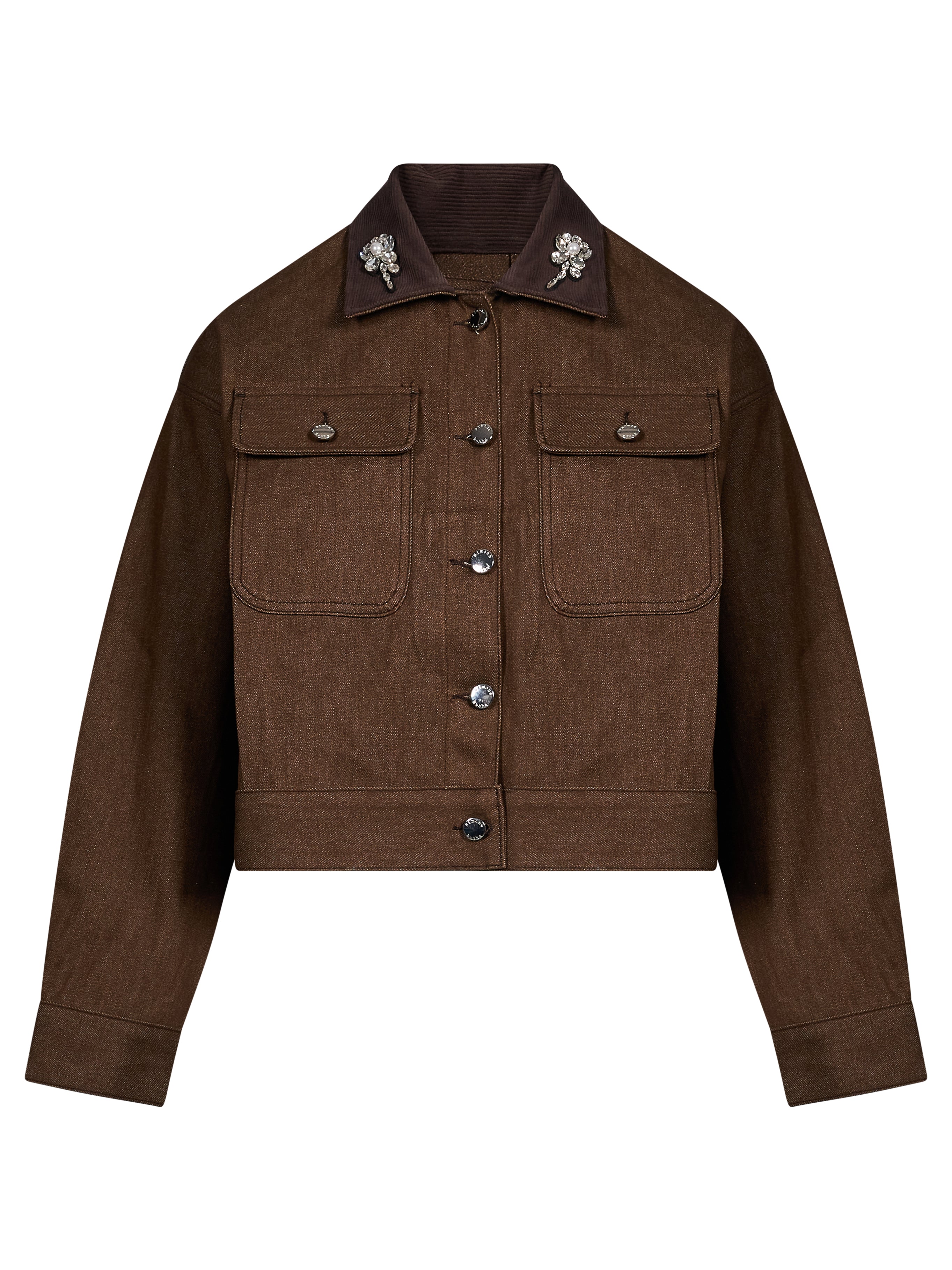 Giacca cropped in marrone 