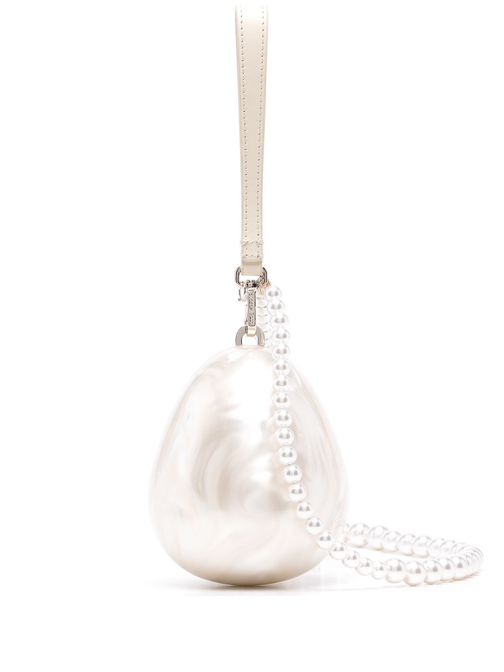 Borsa con perle Micro Egg  in bianco 