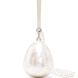 Borsa con perle Micro Egg  in bianco 