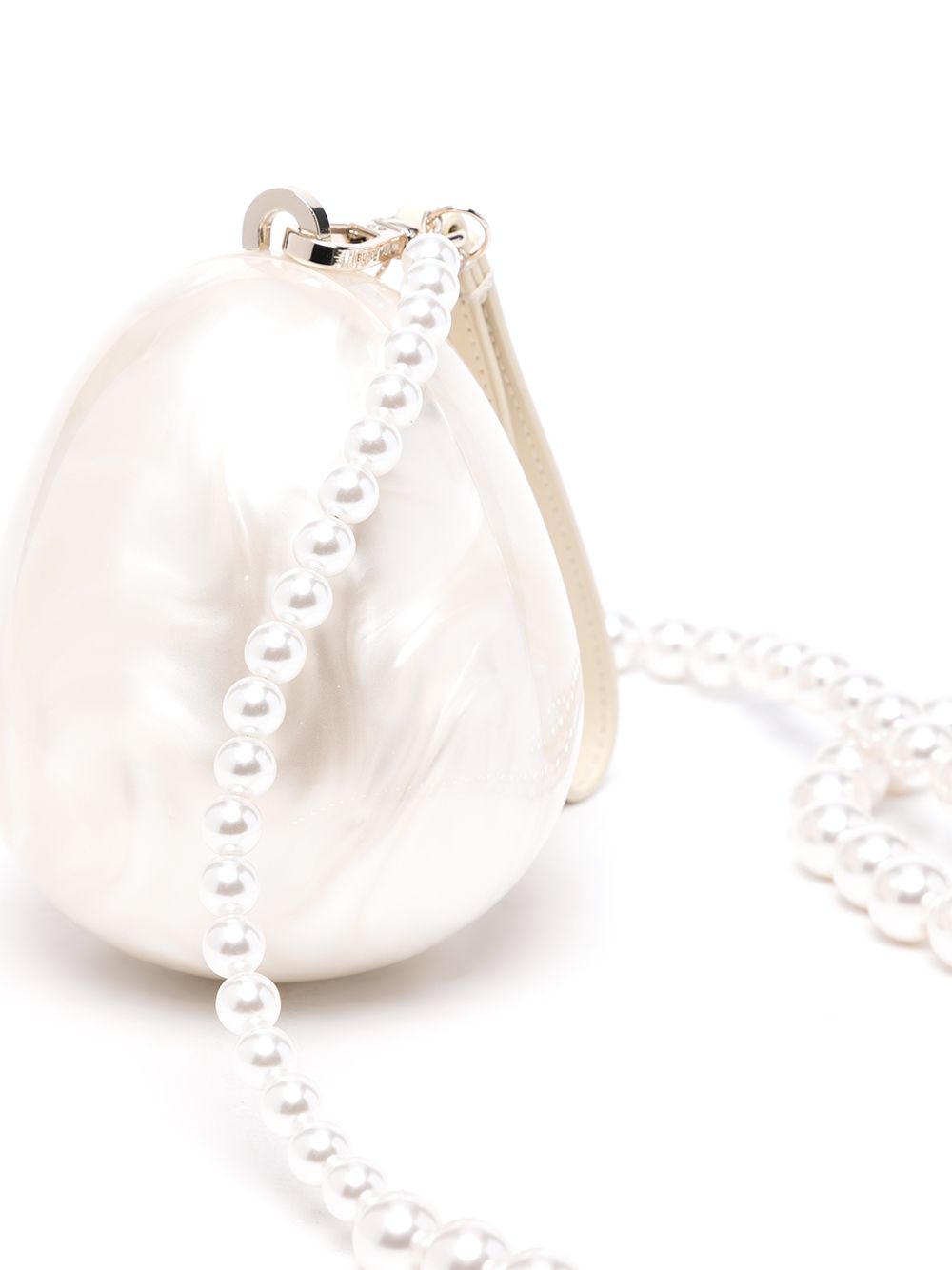 Borsa con perle Micro Egg  in bianco 