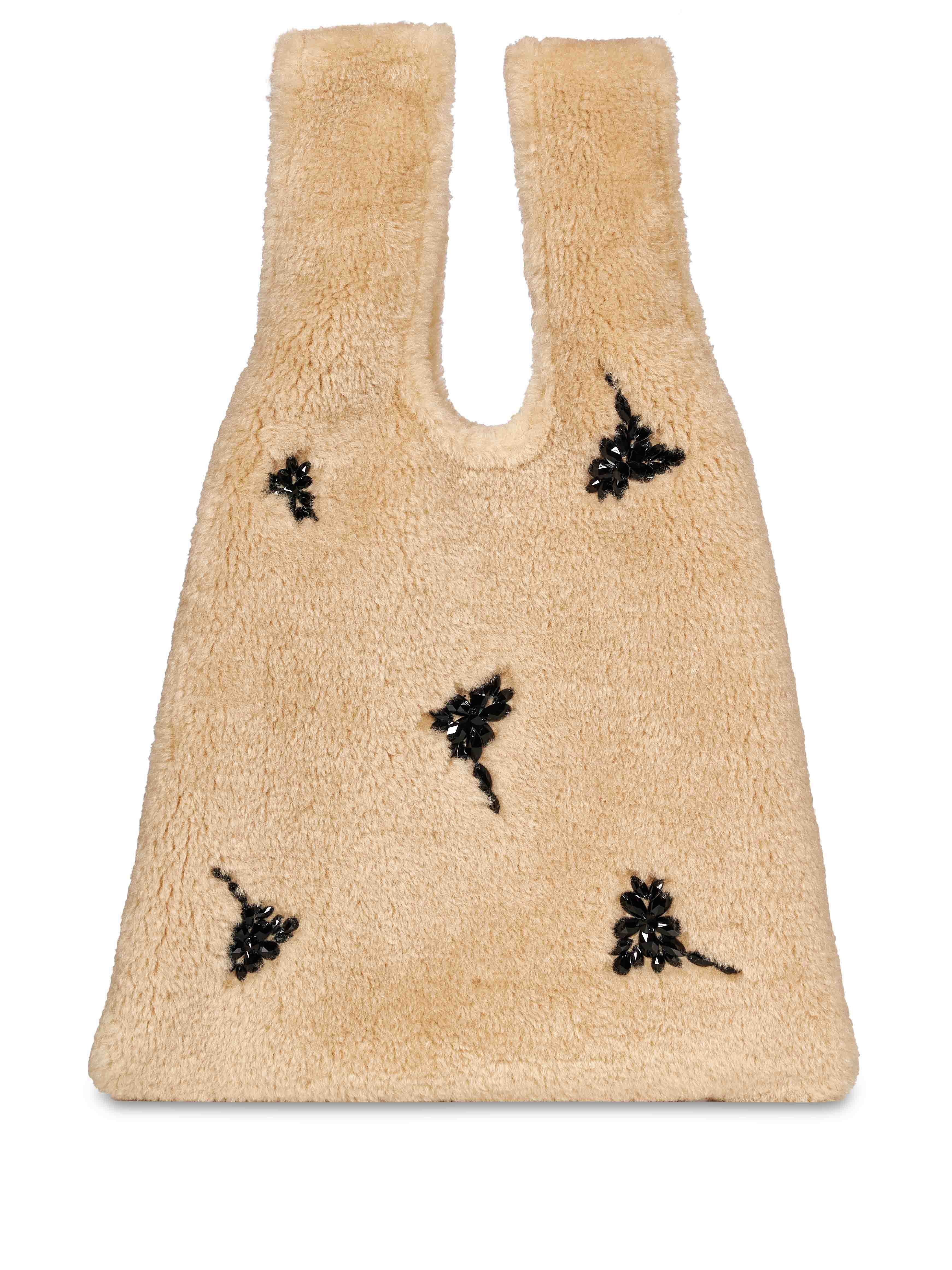 Borsa shopper eco pelliccia in beige 