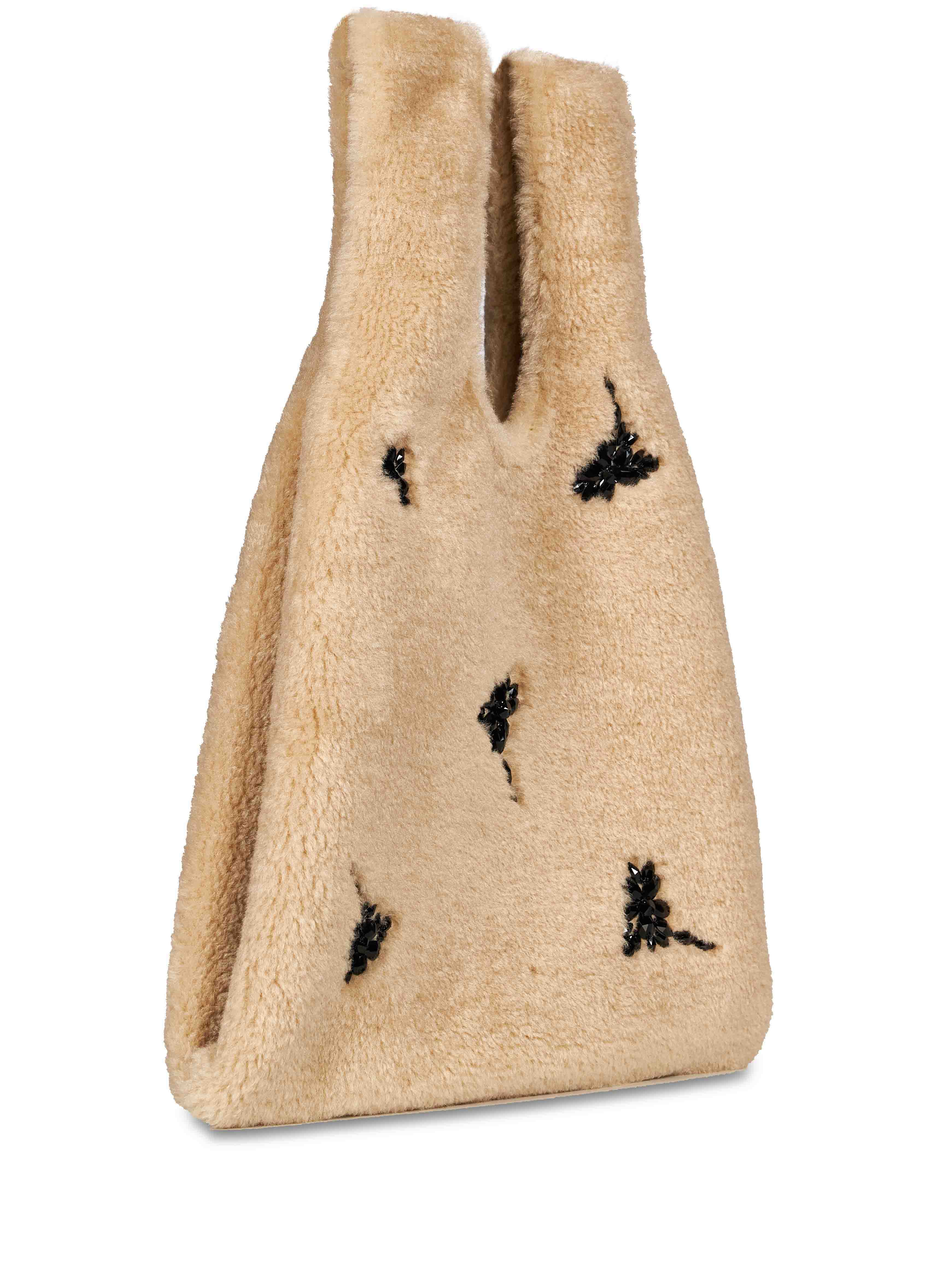Borsa shopper eco pelliccia in beige 