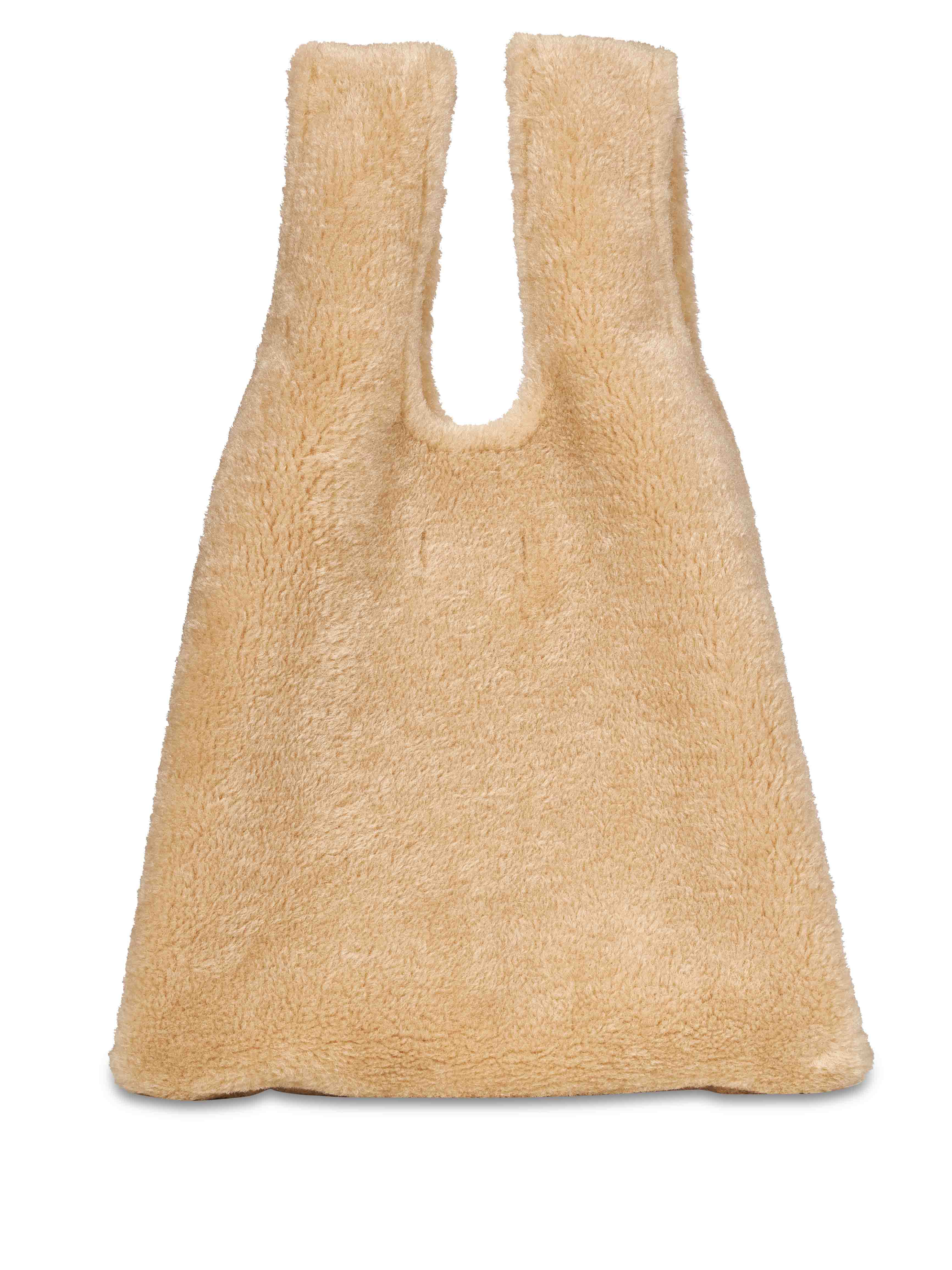 Borsa shopper eco pelliccia in beige 