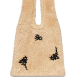 Borsa mini shopper eco pelliccia in beige 