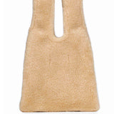 Borsa mini shopper eco pelliccia in beige 