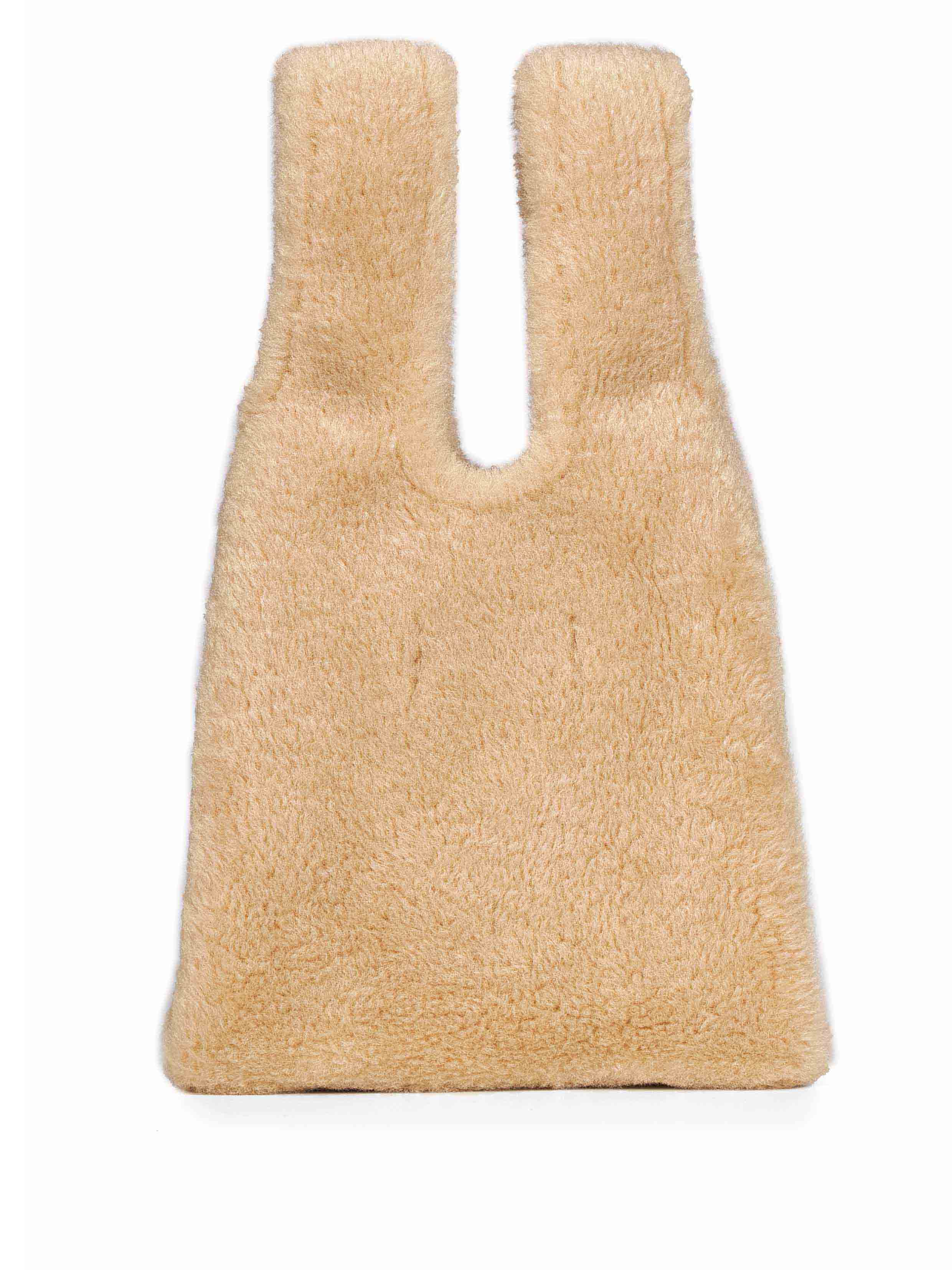 Borsa mini shopper eco pelliccia in beige 