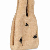 Borsa mini shopper eco pelliccia in beige 