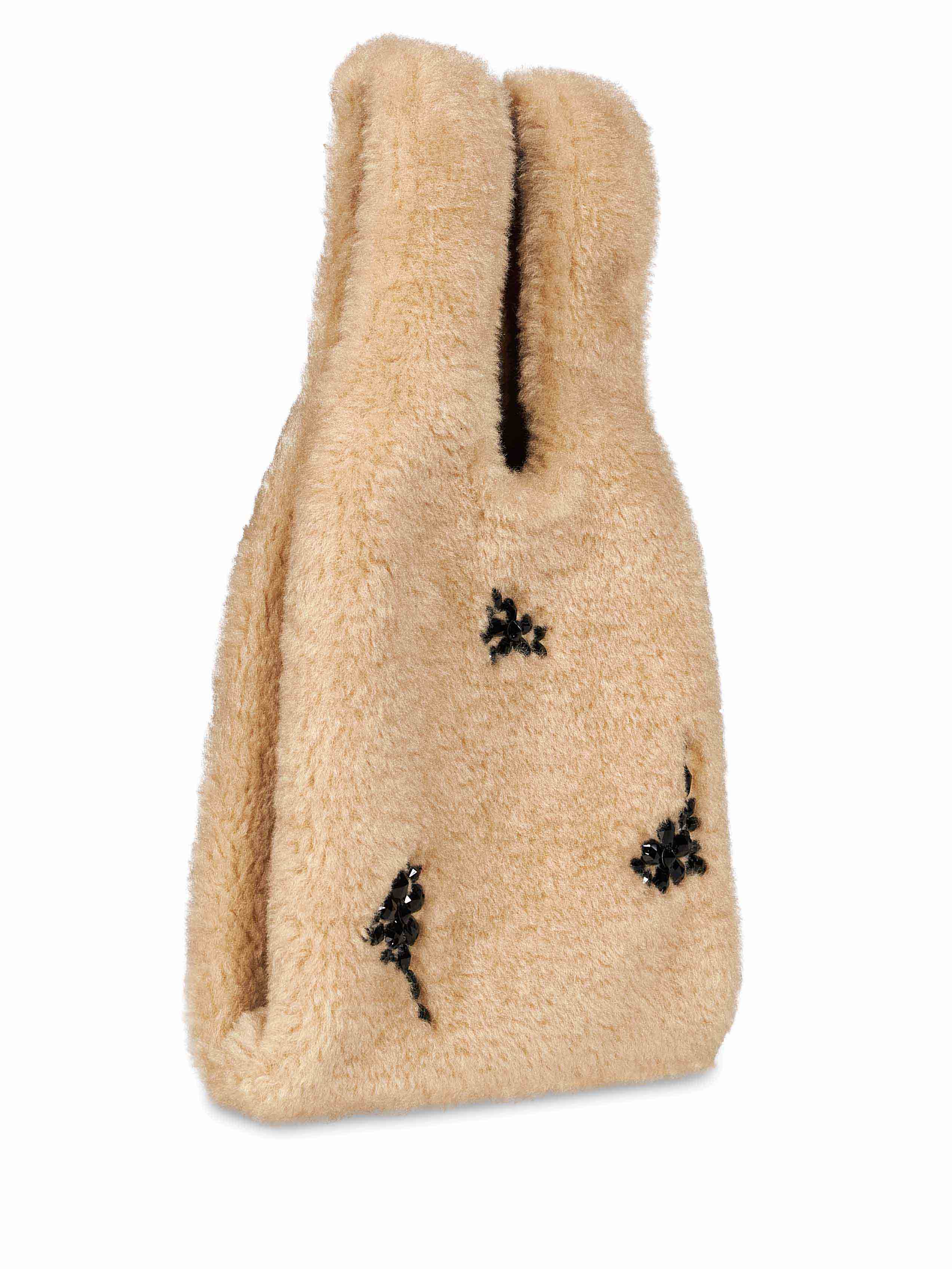 Borsa mini shopper eco pelliccia in beige 