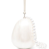 Borsa con perle Large Egg  in bianco 