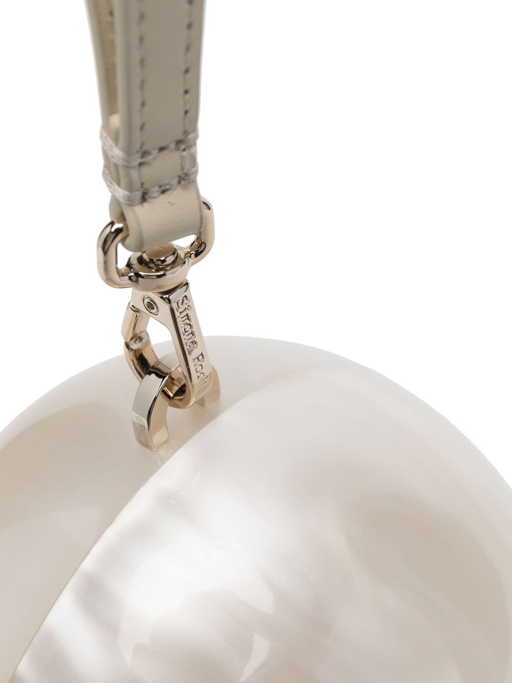 Borsa con perle Large Egg  in bianco 