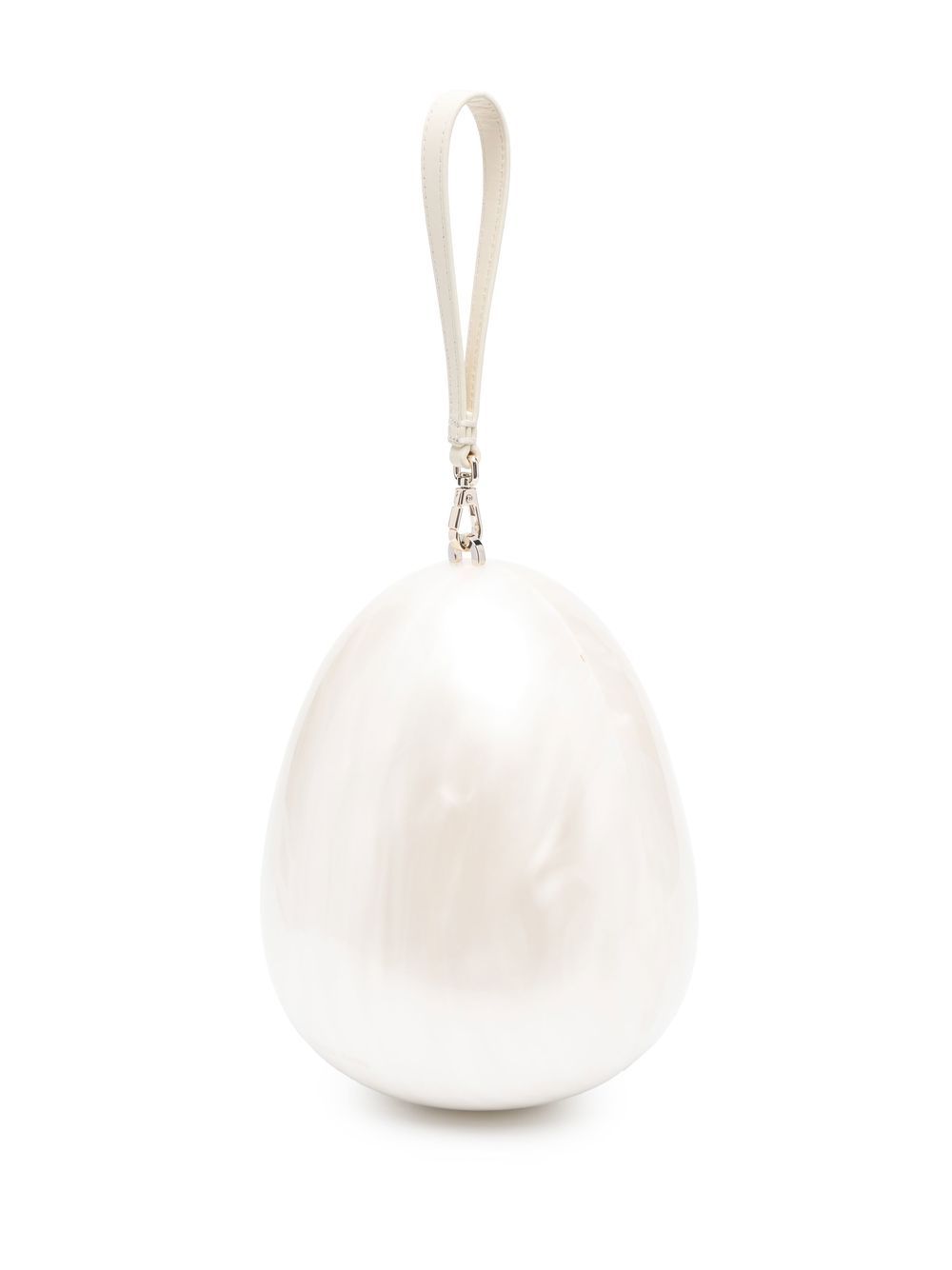 Borsa con perle Large Egg  in bianco 