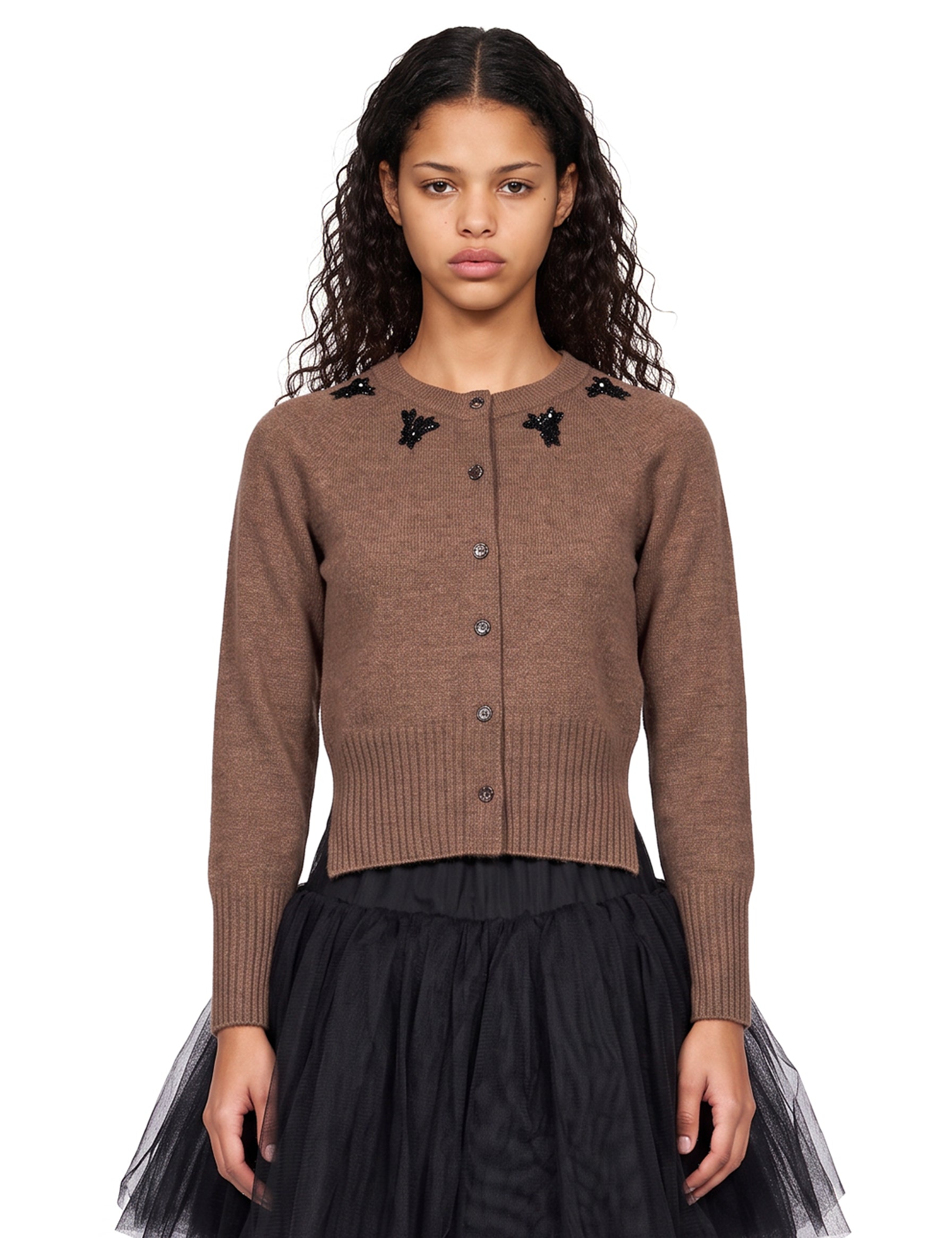 Cardigan con dettagli in marrone 