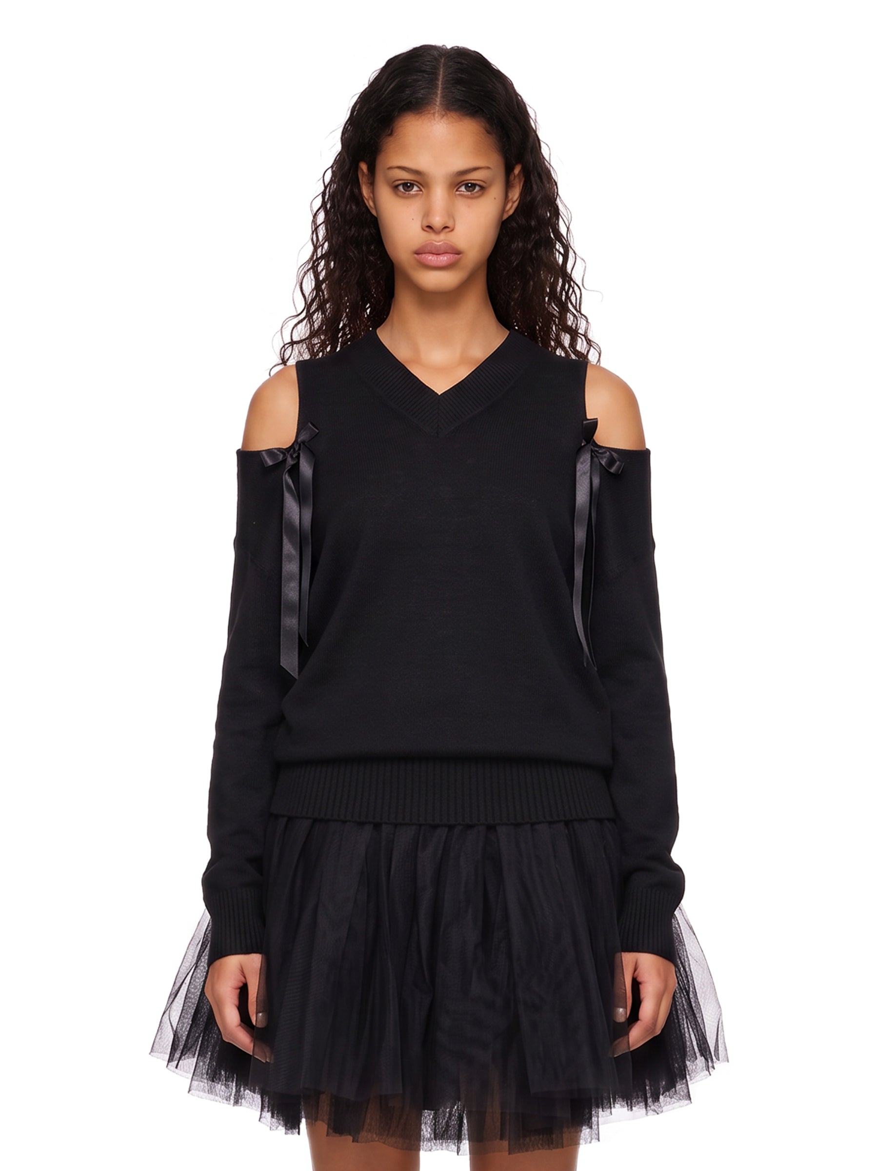 Maglione con fiocchi in nero 