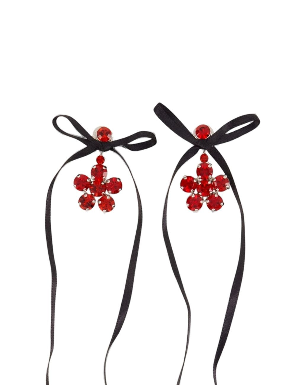 Orecchini Mini Daisy Drop in nero e rosso 