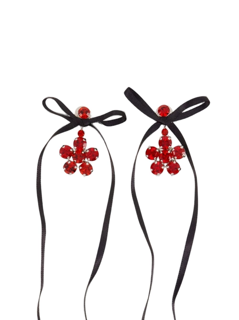 Orecchini Mini Daisy Drop in nero e rosso 