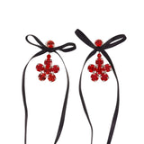 Orecchini Mini Daisy Drop in nero e rosso 