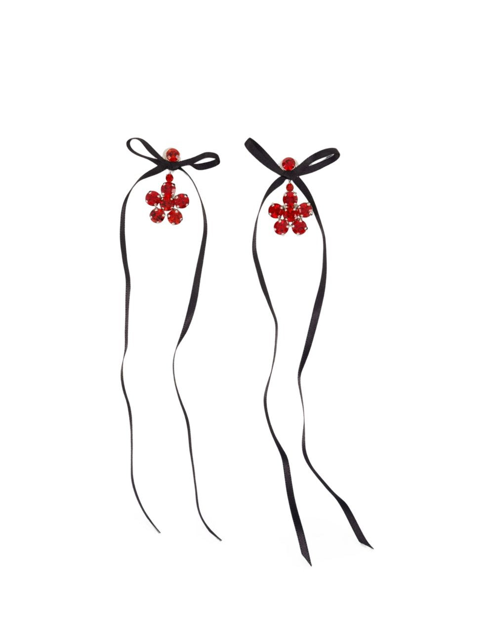 Orecchini Mini Daisy Drop in nero e rosso 
