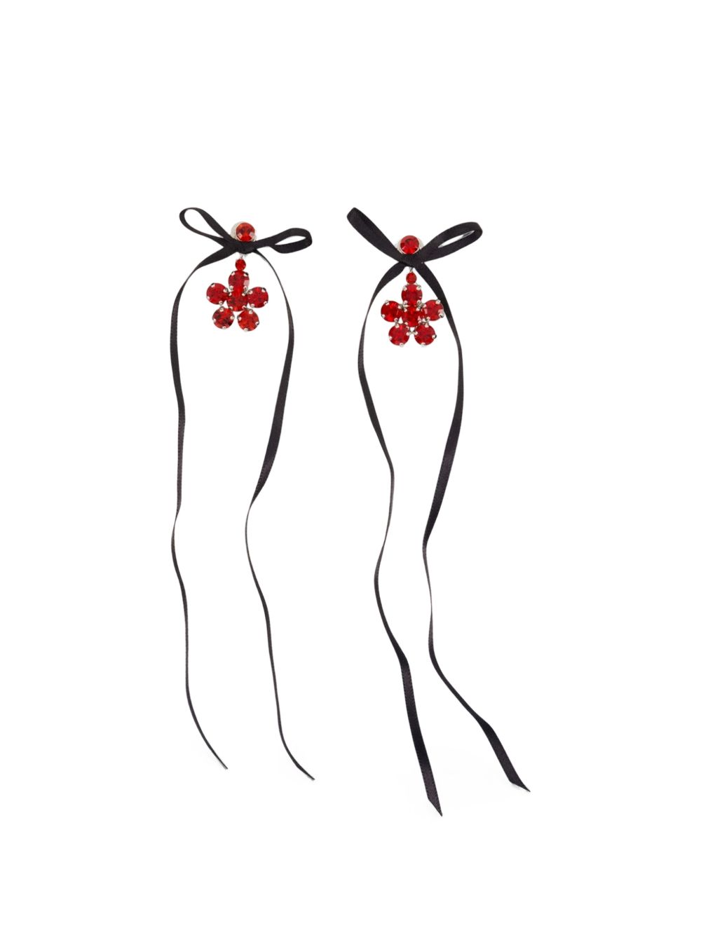 Orecchini Mini Daisy Drop in nero e rosso 