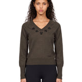 Maglione con scollo a V in verde 