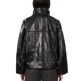 Giacca Gamma in pelle a collo alto in nero 