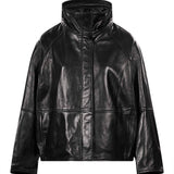 Giacca Gamma in pelle a collo alto in nero 