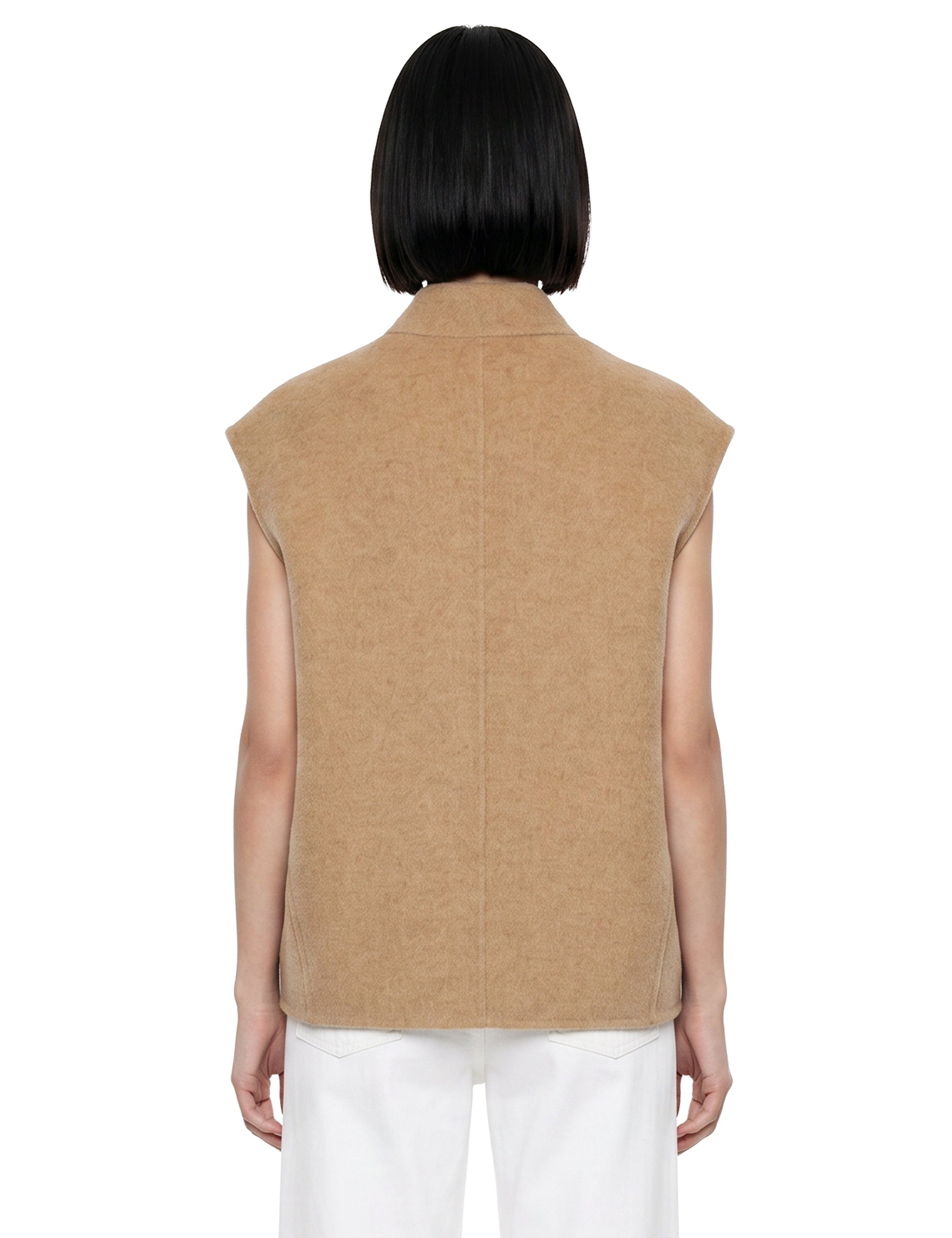 Gilet Adeline in lana double-face beige 