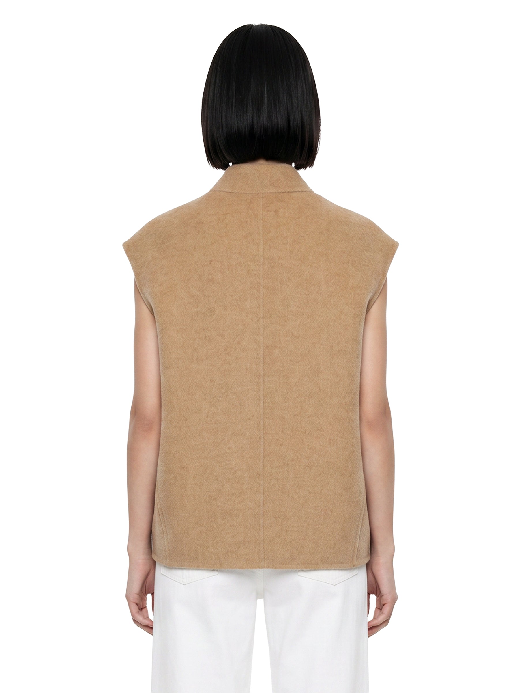 Gilet Adeline in lana double-face beige 