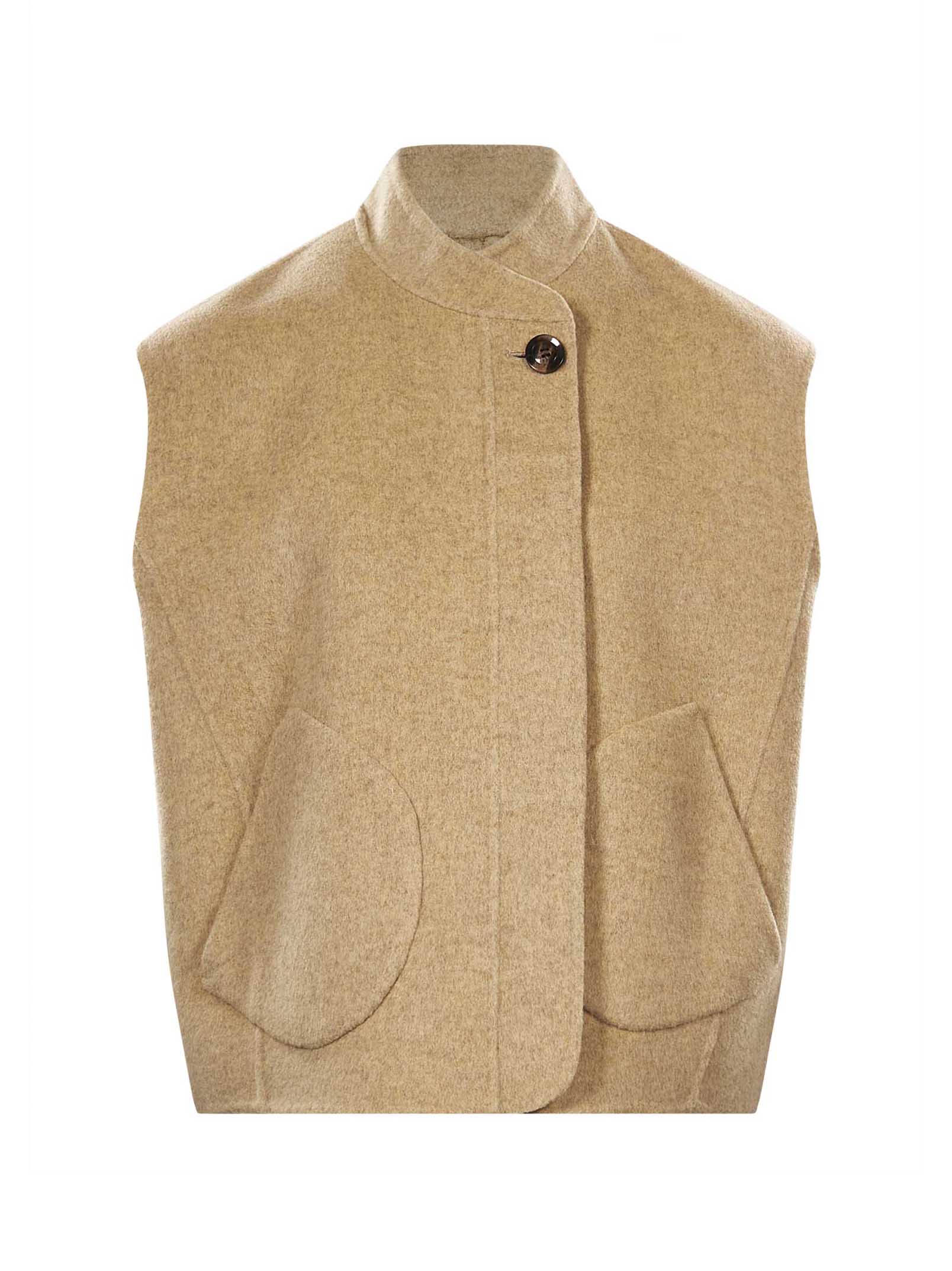 Gilet Adeline in lana double-face beige 