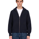 Cardigan con zip in lana Jasper in blu 