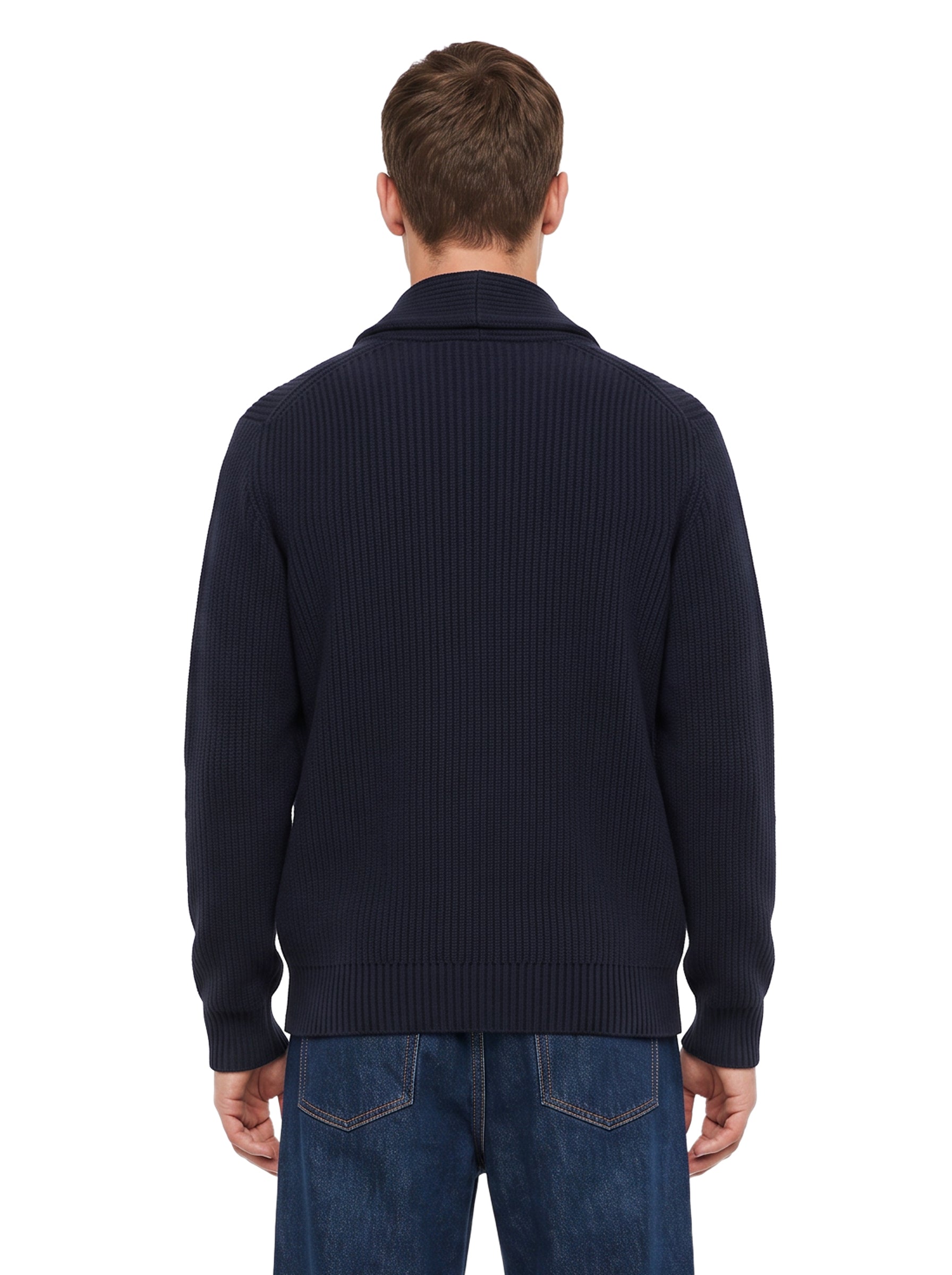 Cardigan con zip in lana Jasper in blu 