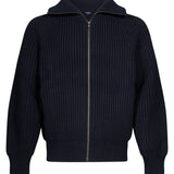 Cardigan con zip in lana Jasper in blu 