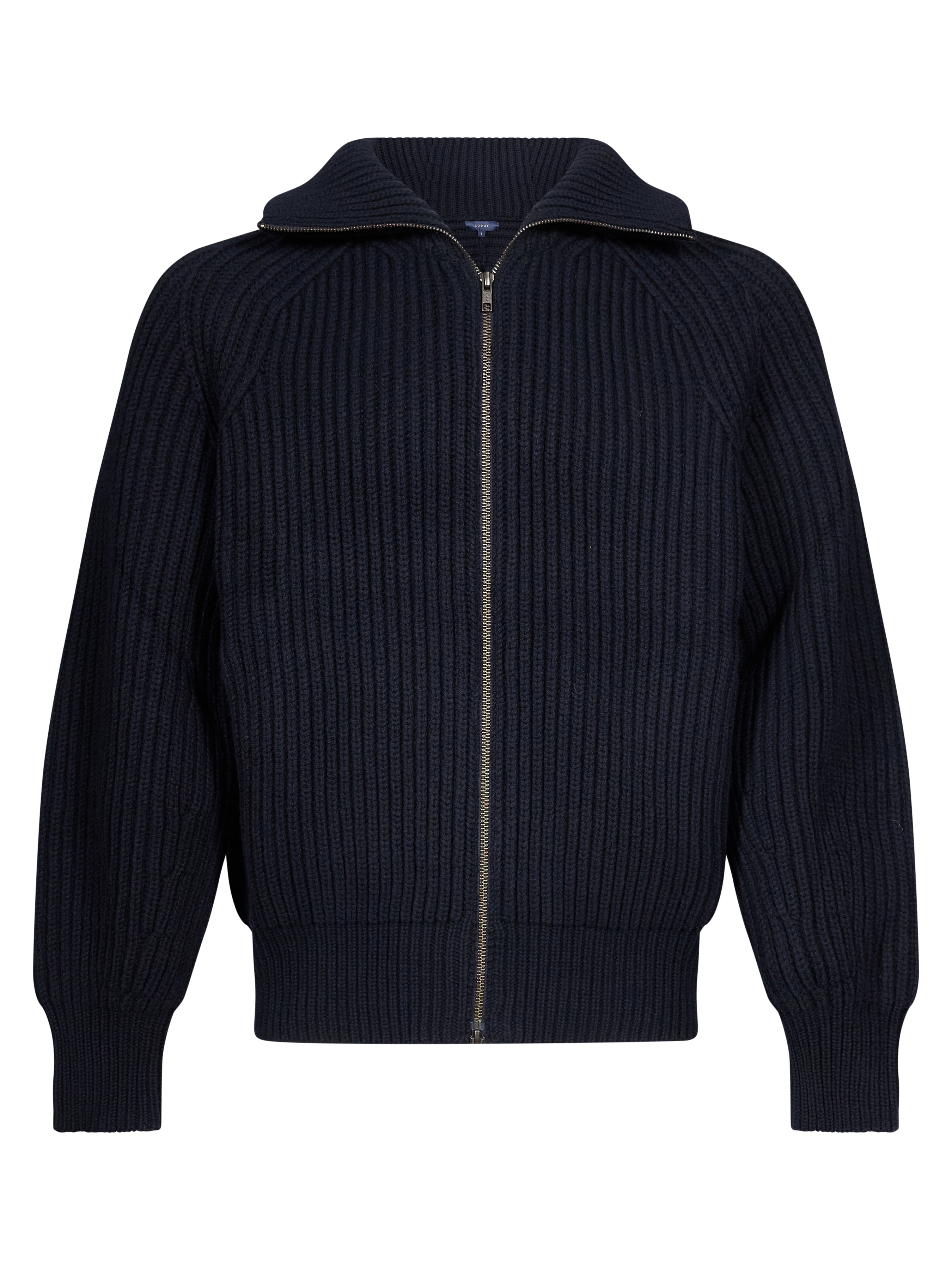 Cardigan con zip in lana Jasper in blu 