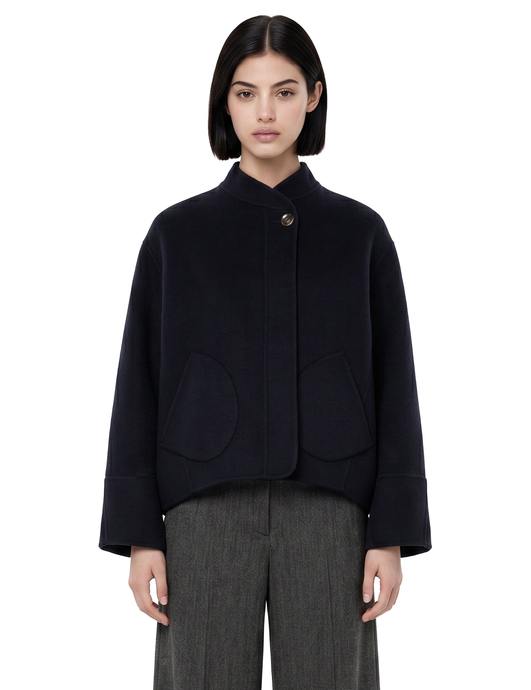 Giacca Windsor  in lana blu navy 