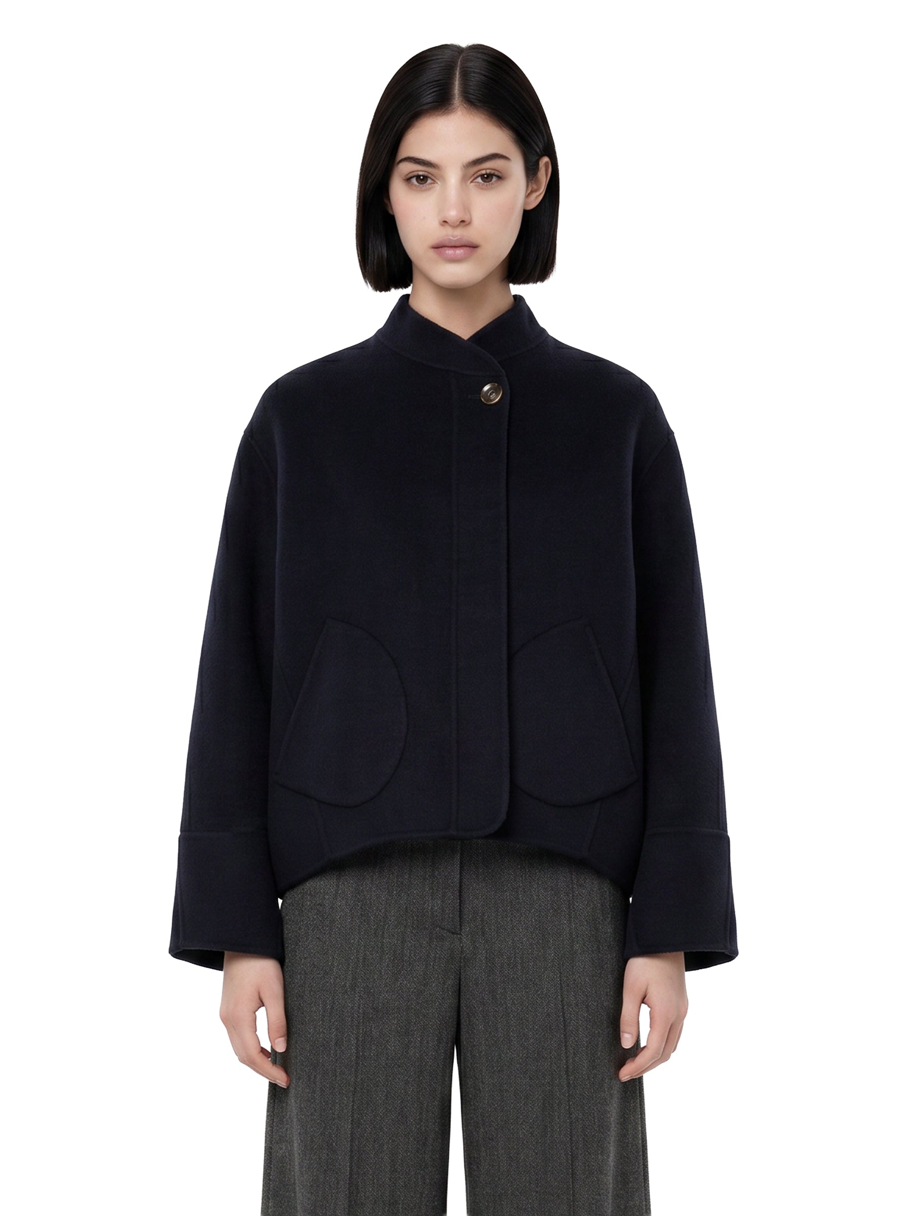 Giacca Windsor  in lana blu navy 