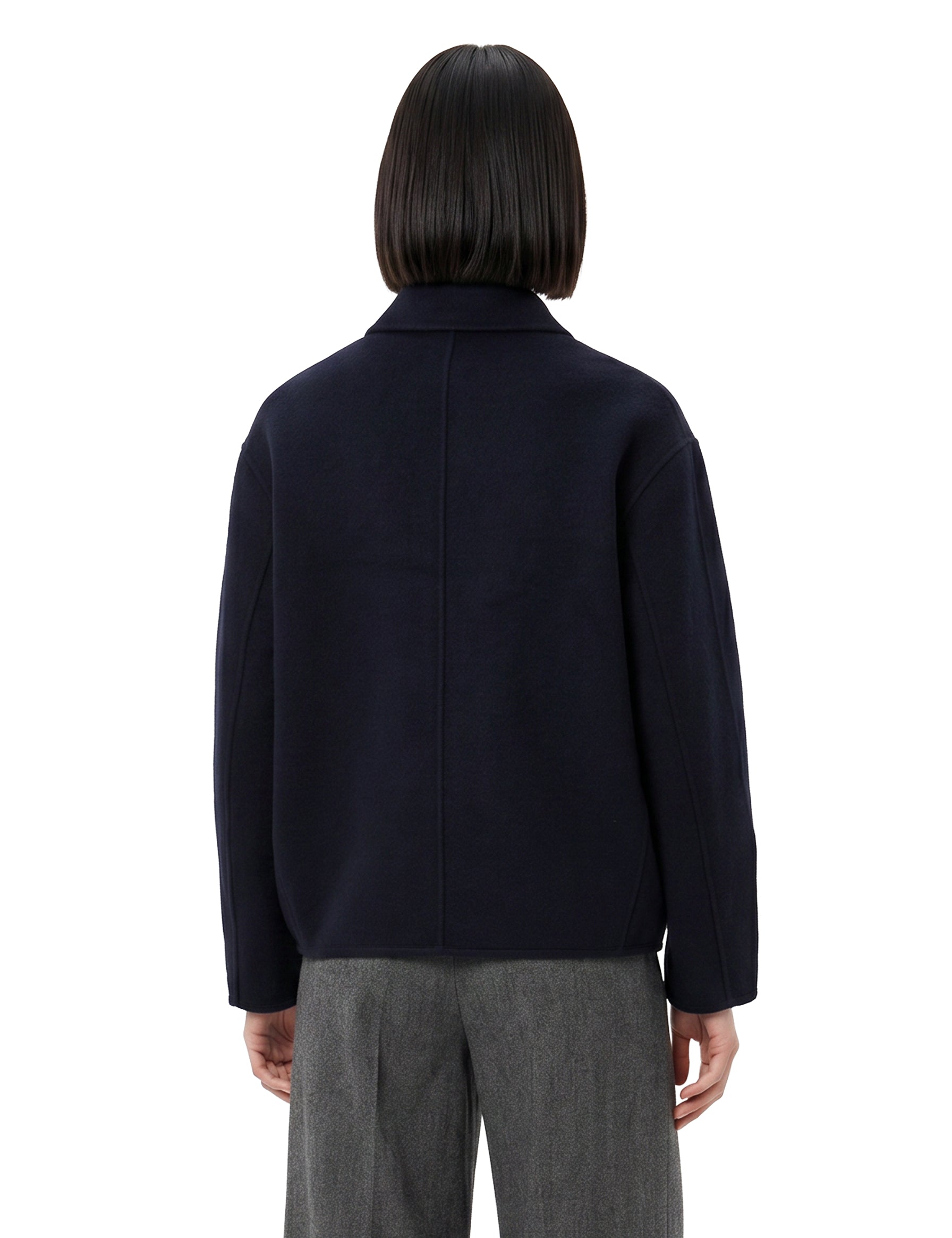 Giacca Windsor  in lana blu navy 