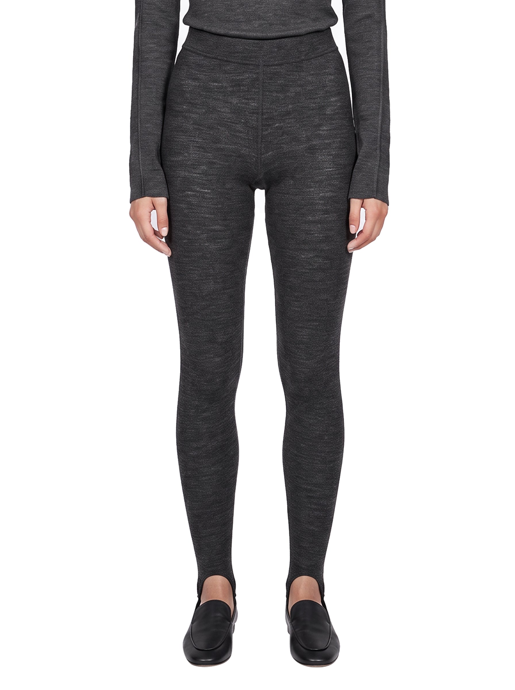 Leggings in lana a coste  in grigo 