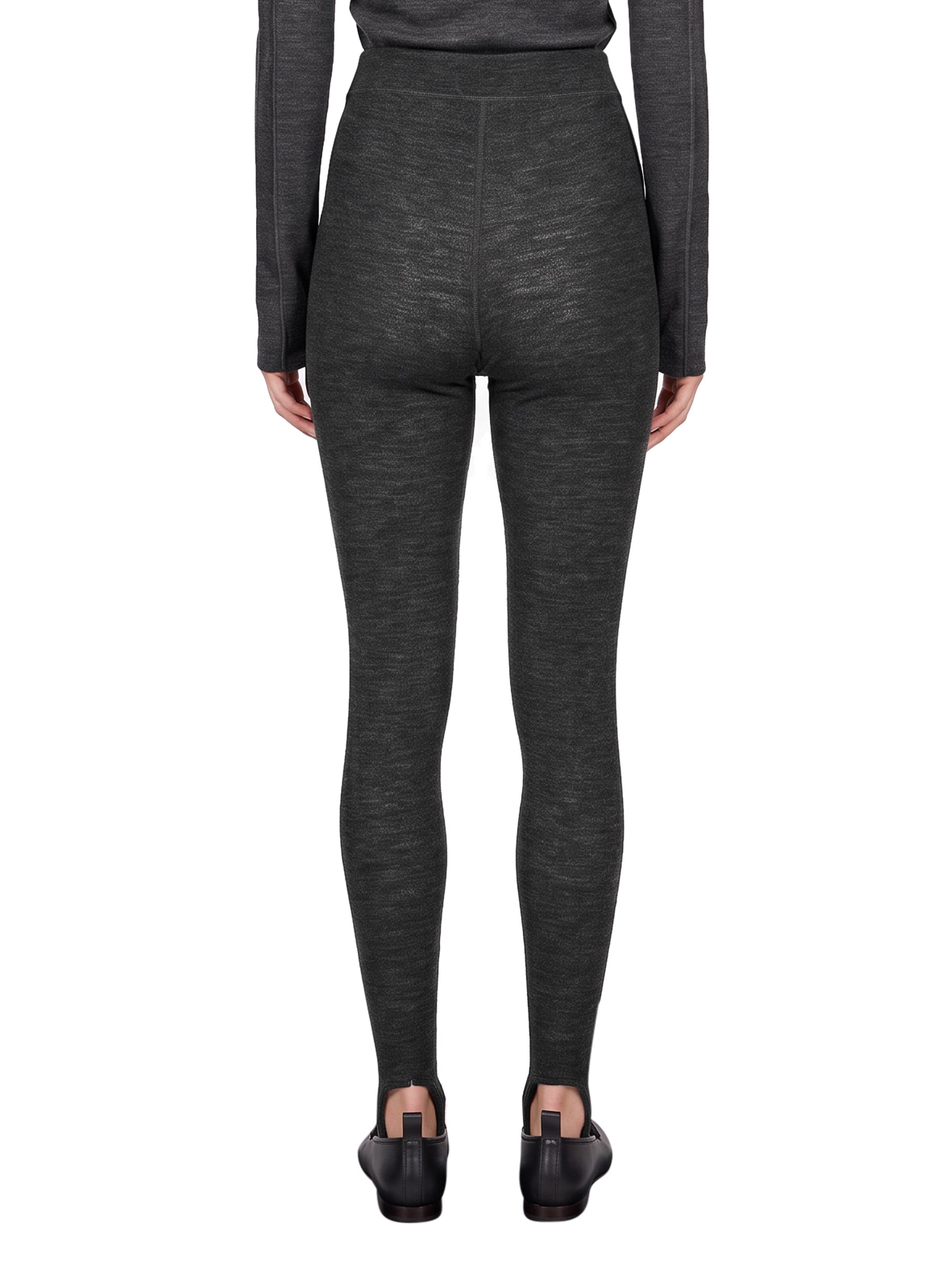 Leggings in lana a coste  in grigo 