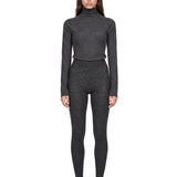 Leggings in lana a coste  in grigo 