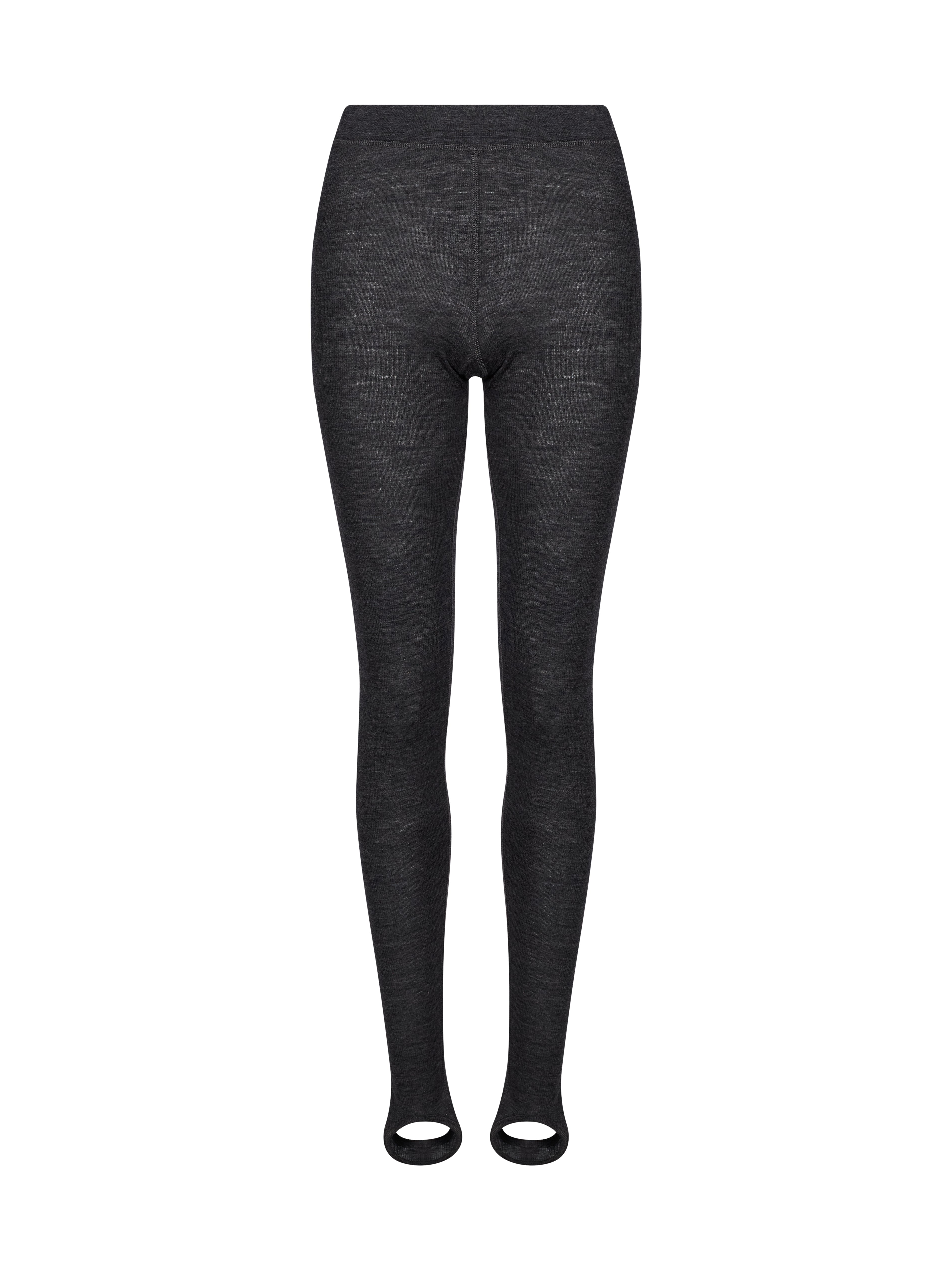 Leggings in lana a coste  in grigo 